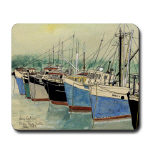 Digby Nova Scotia Fishing Boats Watercolor Mousepad by NANCE